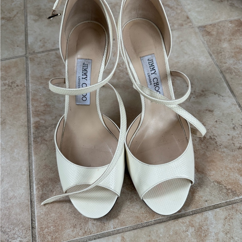 Jimmy Choo Emsy 85 Ivory Heels